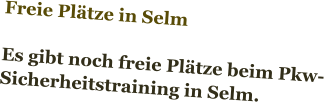Freie Plätze in Selm  Es gibt noch freie Plätze beim Pkw-Sicherheitstraining in Selm.
